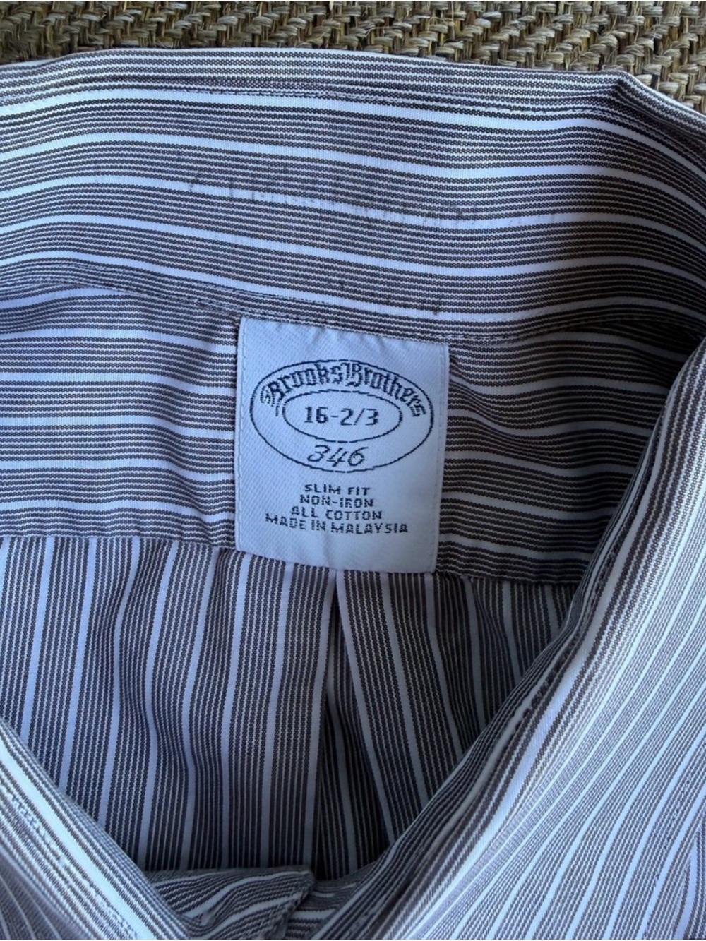 Brooks Brothers Men's Slim Fit Black Stripe Dress Shirt style 346
